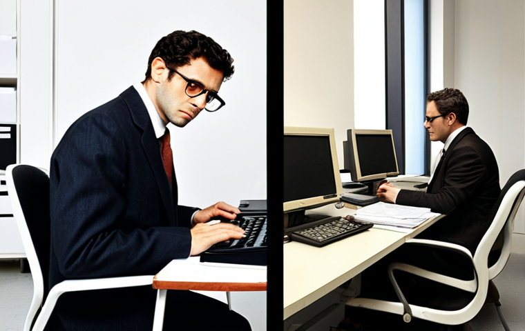 **

Prompt: "A split-screen image. On the left, a traditional Italian commercialista's office: cluttered desk, stacks of paper documents, a vintage calculator, and a stern-looking accountant in a conservative suit. On the right, a modern, minimalist office: a clean desk with a laptop, multiple monitors displaying data visualizations, and a young, stylish commercialista using a tablet. The overall style should be professional and slightly humorous, highlighting the contrast between the old and new."

**