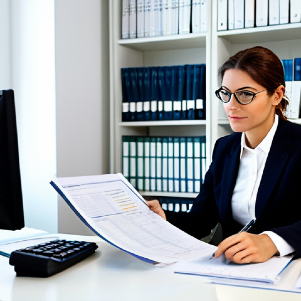 Modern Accounting Office**

"A well-dressed Italian commercialista (accountant) in a modern, brightly lit office, reviewing financial documents on a computer screen. Bookshelves filled with accounting textbooks and Italian legal codes are visible in the background. Fully clothed, professional attire, safe for work, appropriate content, perfect anatomy, natural pose, high quality, professional photography, family-friendly."

**