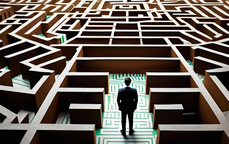 세무사와 해외 소득 신고 - **"A person, dressed in professional business attire, stands lost and overwhelmed within an intricat...
