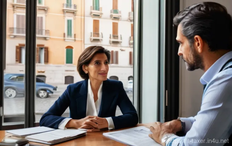 세무사와 세무 보고서 작성법 - A calm and focused Italian professional, mid-30s, dressed in a stylish business casual outfit, sits ... 세무사와 세무 보고서 작성법 - A calm and focused Italian professional, mid-30s, dressed in a stylish business casual outfit, sits ...