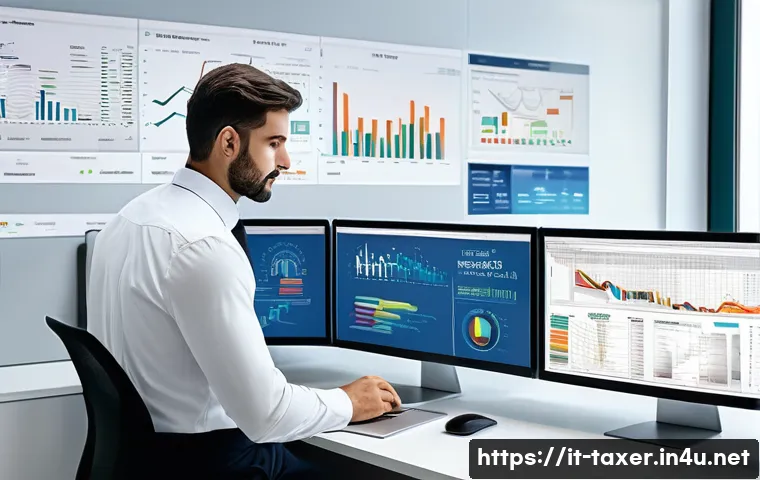 세무사와 데이터 분석 활용 - A modern Italian tax consultant office scene, featuring a professional in smart business attire work...