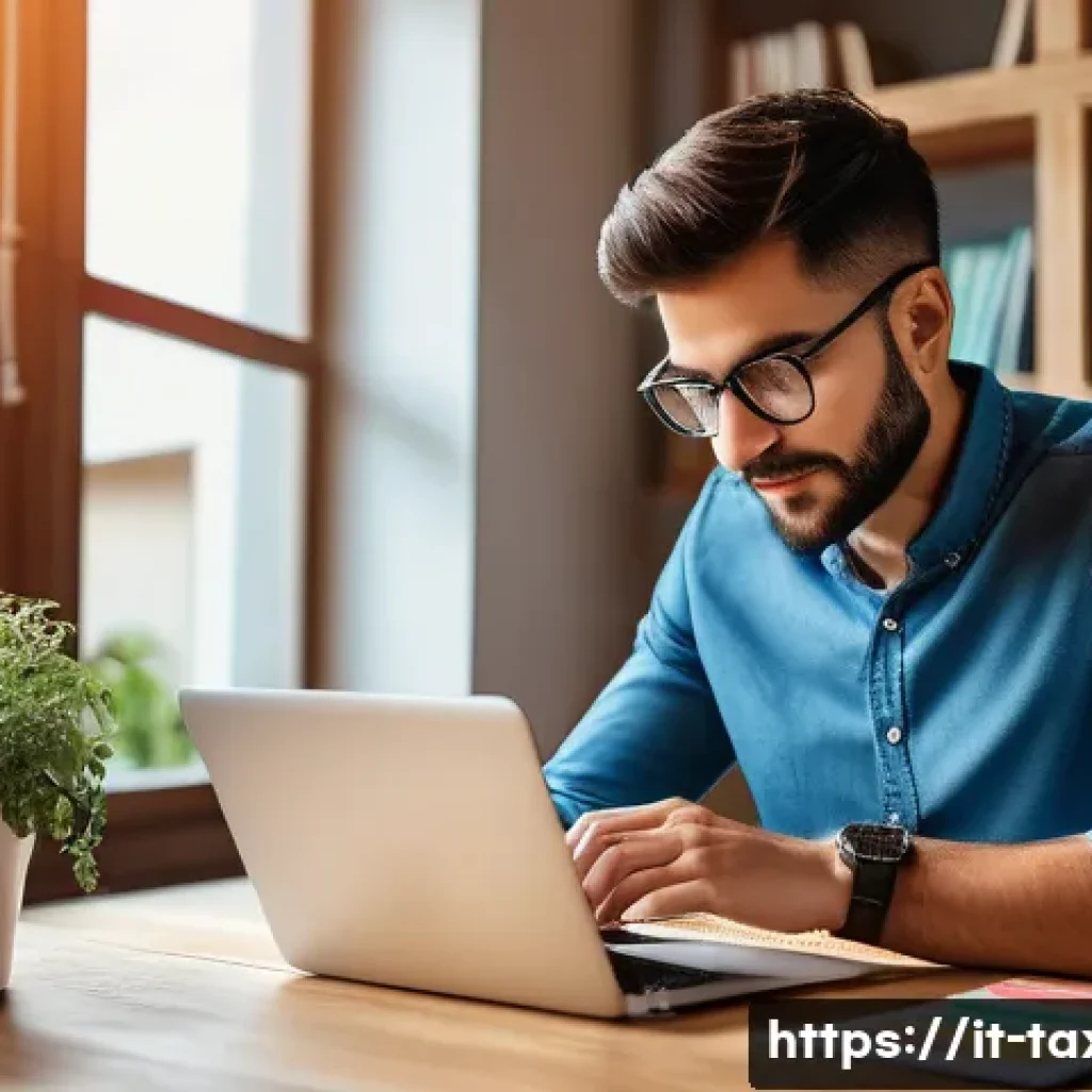 세무사와 소규모 사업자 세금 관리 - A cozy Italian small business office scene featuring a focused entrepreneur in casual smart attire, ...