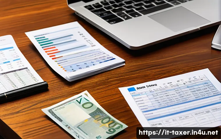 세무사와 임대 소득 세금 신고 - A detailed and professional office scene showing an Italian landlord reviewing rental contracts and ...