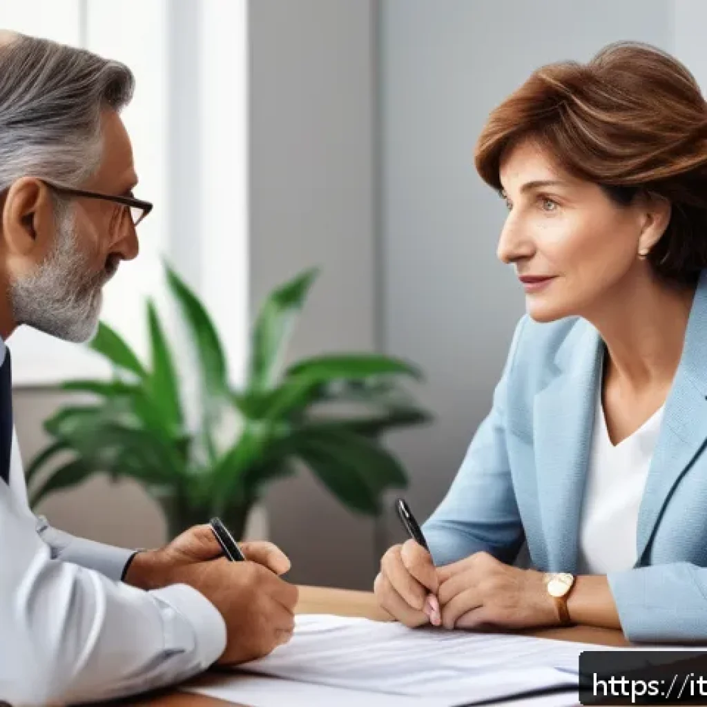 세무사와 의료비 공제 - A detailed, professional office scene showing an Italian tax consultant advising a middle-aged coupl...